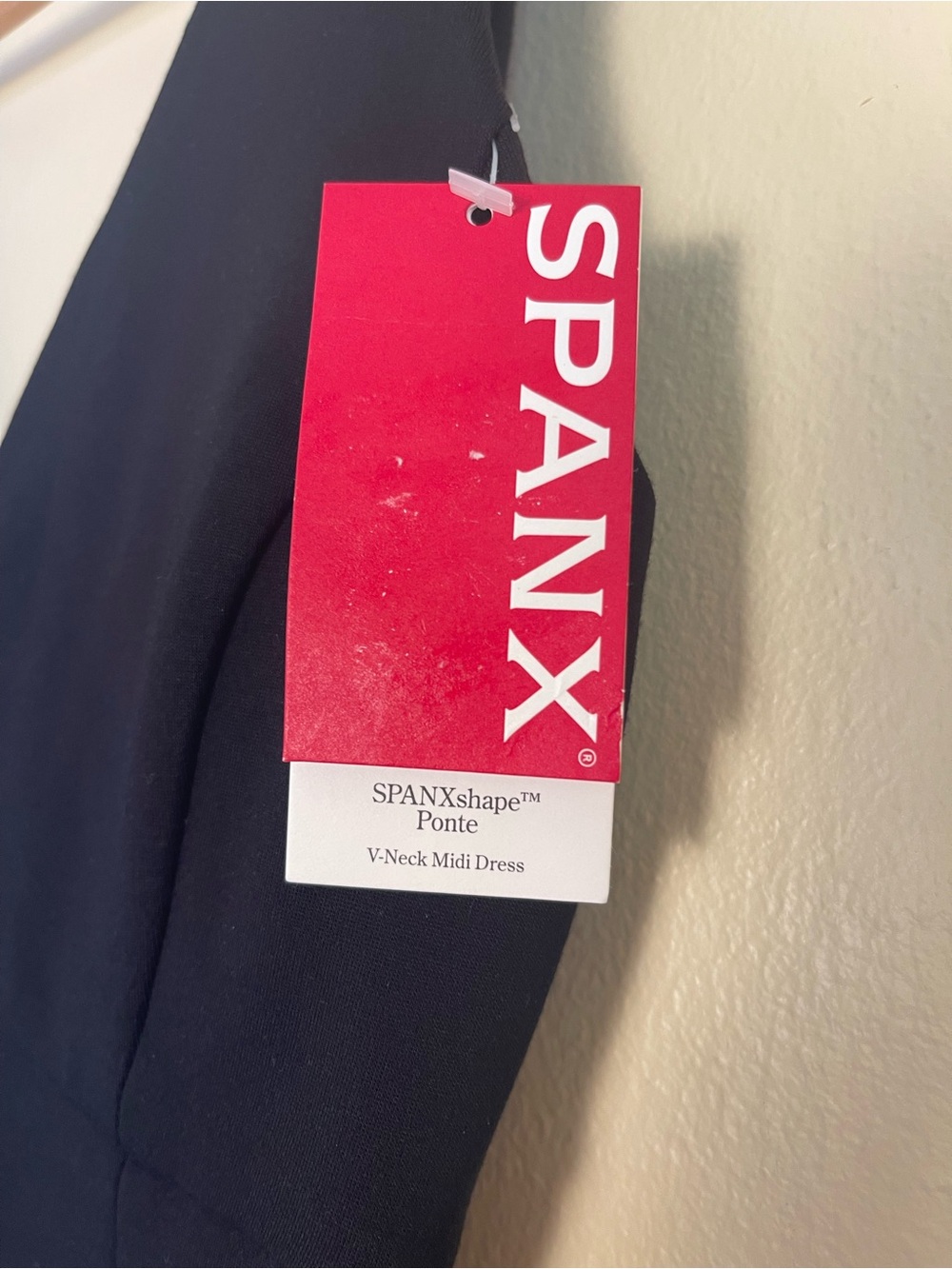 SPANXshape Ponte V Neck Midi Dress NWT XS Black Shaping Compression Cocktail LBD - Picture 5 of 16